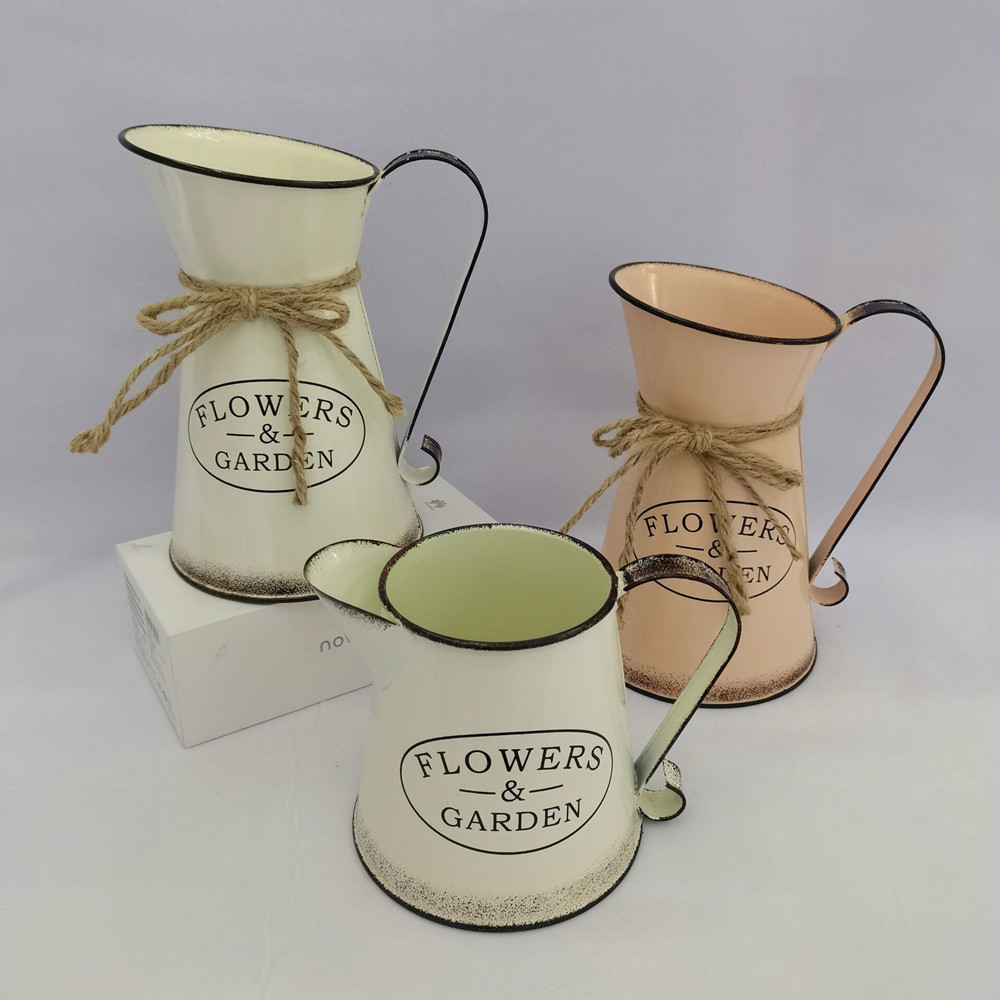 欧式复古风格印字插干花花瓶铁艺花器家居装饰创意摆件工艺