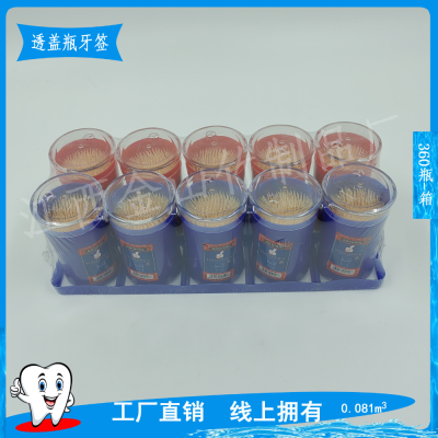 Transparent Cover Thin Waist Bottle Toothpick Transparent Cylinder Bamboo Toothpick Bottled Toothpick Bamboo Toothpick 2