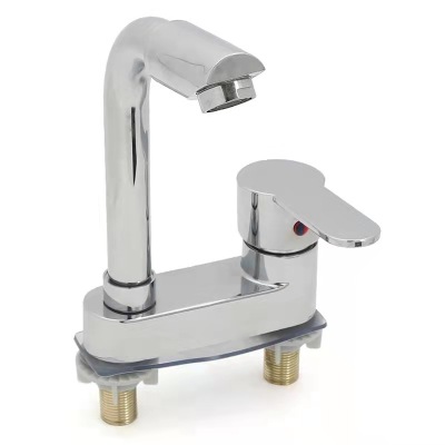 Korean Style Bench Faucet Two-Joint Wash Basin Valve Bathroom Washbasin Faucet Double Hole Basin Hot and Cold Faucet