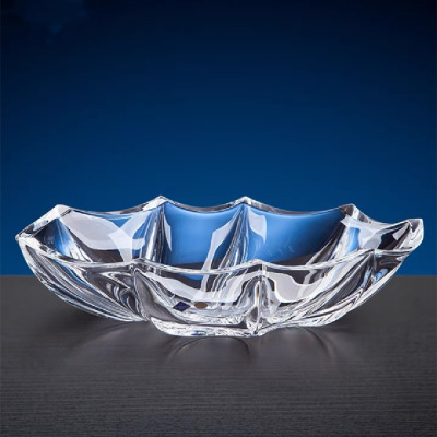 Light Luxury Creative Crystal Glass Fruit Plate Shaped Sail Fruit Plate Modern Living Room Fruit Bowl Home Decoration Candy Plate