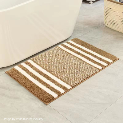 Thick and Thin Striped Fluffy Floor Rug TPR Non-Slip Mat Indoor Bathroom Mat Kitchen Door Mat Bedside Carpet