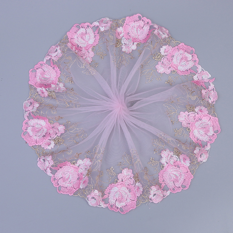 刺绣花边网布网纱2色20CM蕾丝花边布艺服装芭比娃娃DIY裙摆