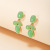 European and American Style Retro Light Green Chalcedony Earrings Elegant Socialite Temperament Earrings Creative Bohemian Style Earrings