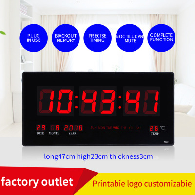 Creative Style Led Perpetual Calendar Digital Electronic Clock Household Wall Clock Living Room Calendar Clock Mute Luminous Pocket Watch