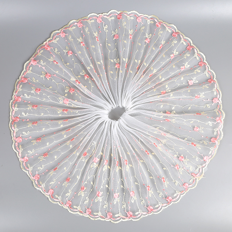 25CM新款粉色刺绣螺旋圆圈花边玩具服装裙摆箱包家纺布艺床上用品