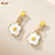 Meiyu Ornament Wholesale Simple Cartoon Omelette-Shaped Stud Earrings Korean Cute Girl Sweet and Fresh Jewelry Earrings