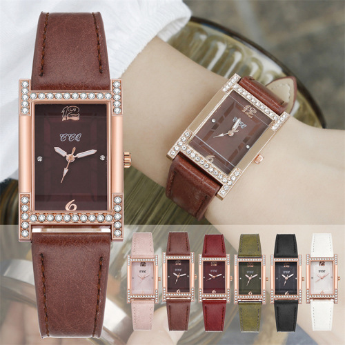 Foreign Trade Fashion Watch Student Women‘s Square Head Diamond Watch Woven Belt Belt Watch Luminous Quartz Watch