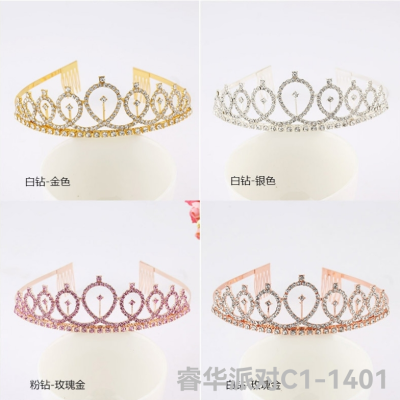 New European and American Birthday Crown Headband Bridal Party Rhinestone Hair Accessories-Year-Old Digital Birthday Hat Alloy Headband