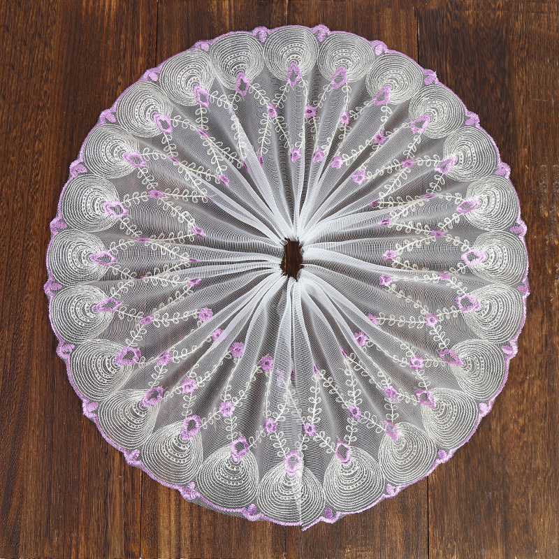 20CM涤纶丝纱刺绣圆圈花边床上用品婚纱童装配饰DIY家居软饰