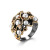 Wish Metal Vintage Pearl Ring Women's Fashion Personality European and American Geometric Ring Wholesale Customization