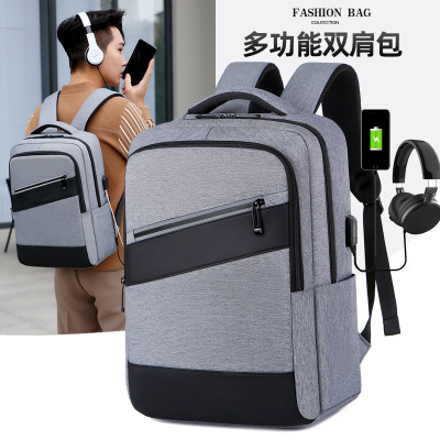 Cross-Border 15.6-Inch Laptop Backpack Simple Gifts Backpack Printing Logo Men's Business Commute Computer Backpack