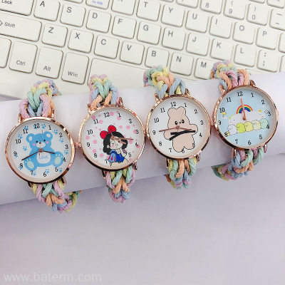 Korean Style Ins Macaron Color DIY Hand Weaving Bracelet Watch Female Little Red Creative Student Hand Mounting