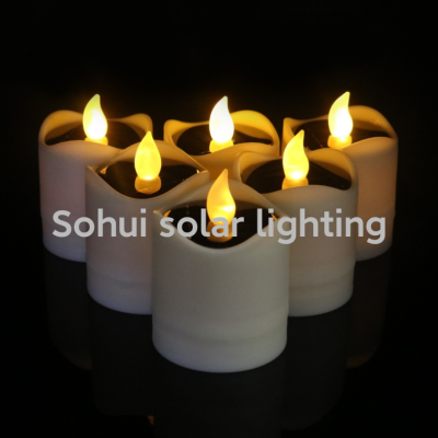 LED Solar Electronic Candle Light Energy Charging Cycle Bright LED Solar Candle Lamp Courtyard Decorative Light