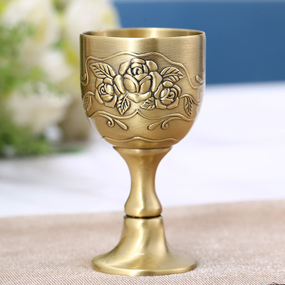 Large Metal European Antique Bronze White Wine Glass Creative Personalized Liquor Home Russian Goblet TASS