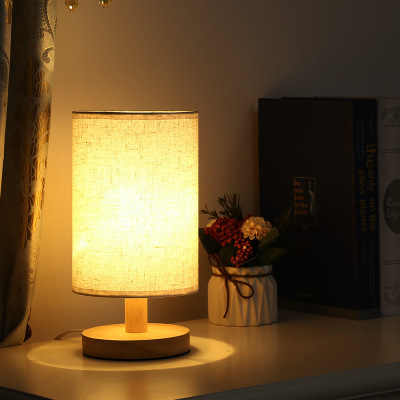 Nordic Creative Bedroom Bedside Solid Wood Desk Lamp Study Desk Cabinet Desk Lamp Creative Simple Usb Night Light