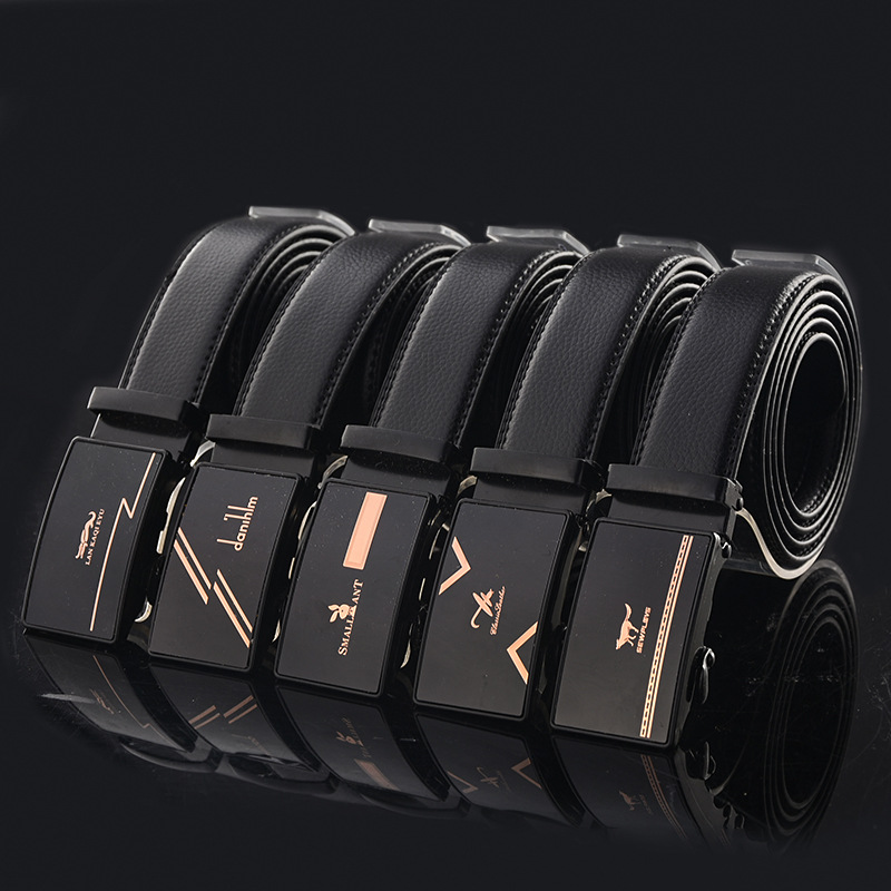 时尚潮人男士皮带自动扣男式腰带仿牛皮纹商务百搭裤腰带工厂批发