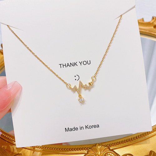 Korea dongdaemun ECG Titanium Steel Necklace Simple Small Temperament Clavicle Chain Internet Celebrity Personality New Fashion Earrings