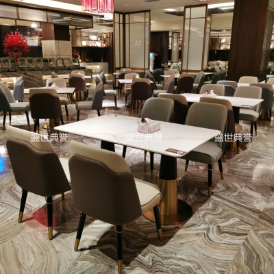 International Hotel Western Restaurant Dining Table and Chair Resort Hotel Buffet Restaurant Solid Wood Dining Chair