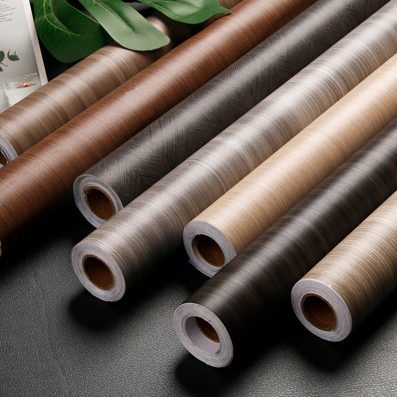 Wood Grain Self-Adhesive Wallpaper Furniture Refurbished Stickers Waterproof Thick Wardrobe Desktop Cabinet Wallpaper