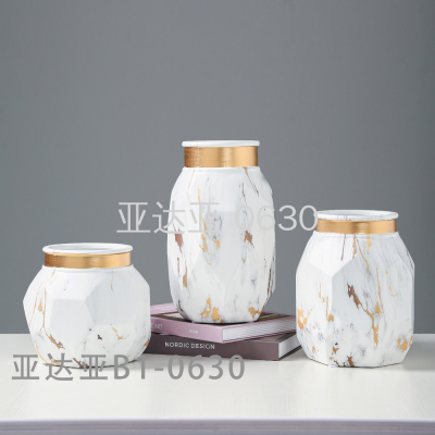 Mild Luxury Marble Water Transfer Printing Ceramic Vase Crafts Decoration Porcelain Craft Illustration Device