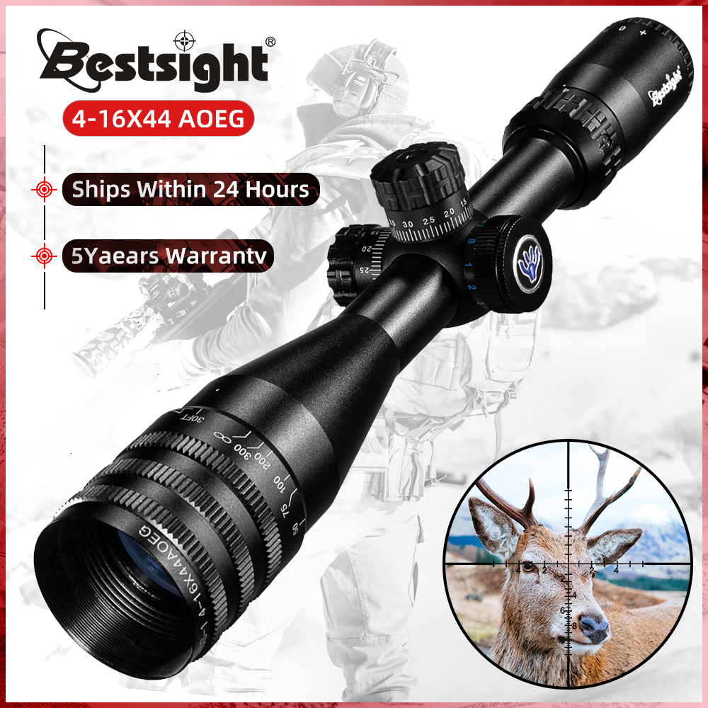 BESTSIGHT带锁定 4-16x44 AOEG 中锁光学瞄准镜三种光十字狙击镜