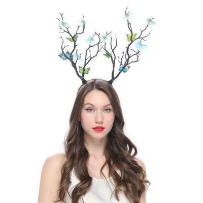 Antlers Butterfly Headband Christmas Super Beautiful Super Fairy Hairpin Antlers Headband Dream Ins High-Profile Figure Girl Headdress