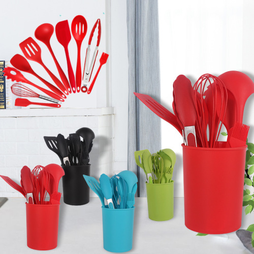 all-inclusive silicone kitchenware 11-piece non-stick pan spatula kitchen cooking tool set color box kitchenware