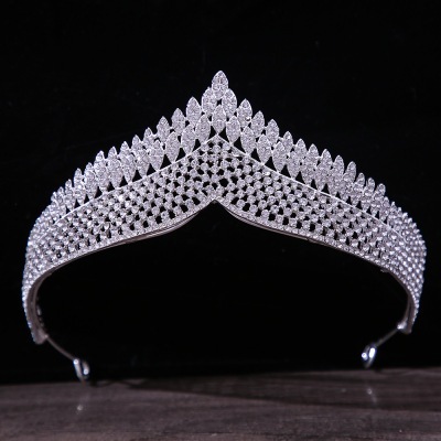 Korean Bridal 3A Rhinestone Crown Simple Atmospheric Zinc Alloy Hair Accessories Wedding Birthday Princess Internet Celebrity Crown Ornament
