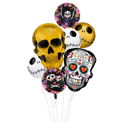 Mexico Day of the Dead Flower Skull Aluminum Foil Balloon Set Horror Party Decoration Layout Aluminum Foil Balloon Wholesale