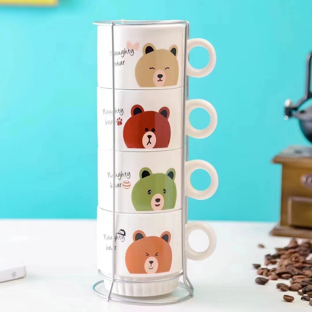 叠叠单杯陶瓷单杯咖啡杯牛奶杯早餐杯马克杯茶杯水杯情侣对杯杯子