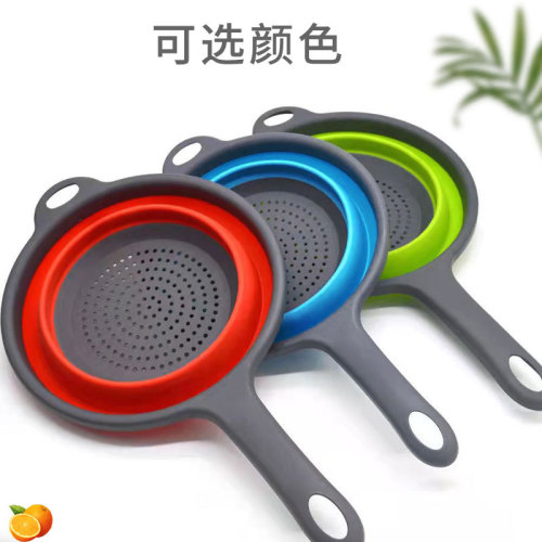 multifunctional folding drain basket with handle round filter basket retractable vegetable washing basket kitchen tools in stock