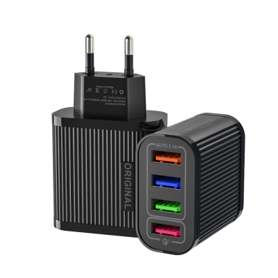 4usb Striped Fast Charger 5v3a Applicable to Various Mobile Phone Models Qc3.0 Multi-Port Fast Charging.