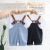 2022 Summer New Boys' and Girls' round Neck Short Sleeve Short Sleeve Suit Baby Denim Suspender Pants Two-Piece Set Hair Generation