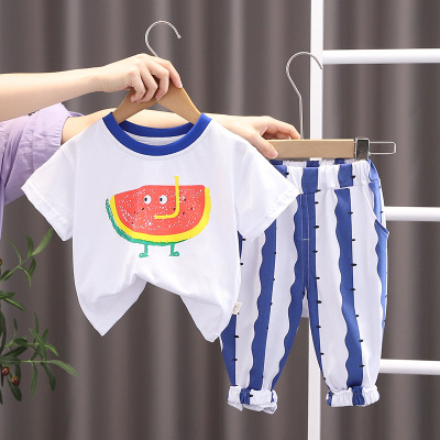 Children's Clothing Boys' Summer Suit 2022 New Watermelon Pattern 1-3 Years Old 6 Fashion Baby Summer Short Sleeve Two-Piece Suit Fashion