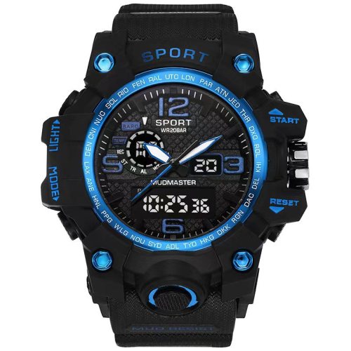 Double Display New Men‘s Outdoor Multi-Function Watch Middle School Student Outdoor Alarm Clock Luminous Electronic Sports Watch 