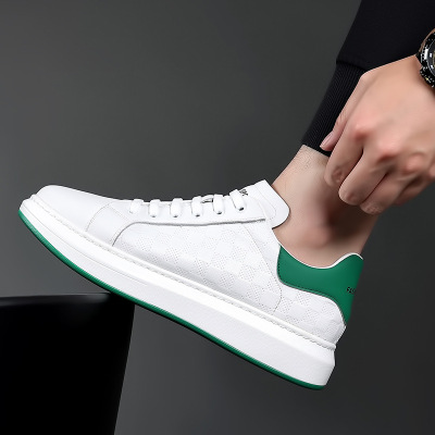 2022 New First Layer Cowhide Men's White Shoes Genuine Leather Fashion Casual Shoes Breathable Single Layer Leather Men's Shoes
