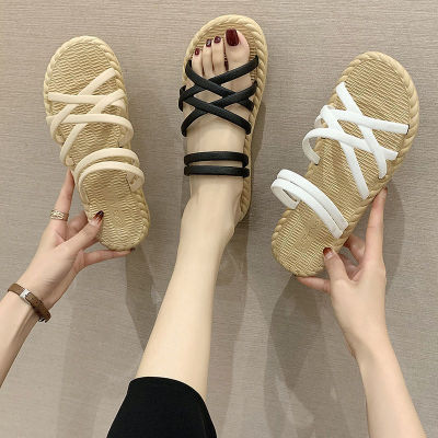 Women's Slippers Summer New Internet Celebrity Ins Straw Rope Student Dual Purpose Outdoor Wear Soft Bottom Beach Women's Sandals 2022