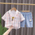 Children's Short-Sleeved Suit 2022 Summer New Boys' Short-Sleeved Three-Piece Set Baby Summer Clothing Shirt Outfit Wholesale