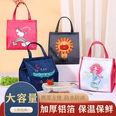 Cartoon Bento Bag European and American Large Lunch Box Insulated Bag Factory Printing Pattern Logo Thermal Bag Lunch Box Bag Wholesale