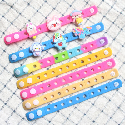 Cartoon Silicone Bracelet Children's Hole Wrist Strap Assemble Clearomizer Cute PVC Flexible Glue Decorative Accessories Hole Bracelet
