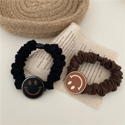 Cute Fashion Smiley Sausage Ring Headband Fashionable Simple Temperament Ins Rough Rubber Band Solid Color Tied-up Hair Hair Ring Clear