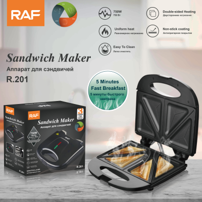 RAF European-Style Household Double Side Heating Sandwich Machine Multi-Functional Toasted Bread Waffle Breakfast Machine 201 202