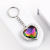 Factory Direct Supply Colored Loving Heart Diamond Stainless Steel Key Ring Heart Shape with Diamond Reflective Light Key Ring Backpack Pendant