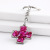 Factory Direct Rose Red Inlaid Cross Keychain Stainless Steel Cross Ring Key Ring Pendant Hanging Ornament