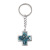 New Blue Color Cross Stainless Steel Key Ring Men's and Women's Personalized Inlaid Gradient Jade Keychain Accessories