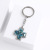 New Blue Color Cross Stainless Steel Key Ring Men's and Women's Personalized Inlaid Gradient Jade Keychain Accessories