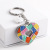 New Colorful Vine Leaf Pattern Key Ring Pendant Hollow Double Heart Keychain Drop Trend in Stock Wholesale