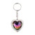 Factory Direct Supply Colored Loving Heart Diamond Stainless Steel Key Ring Heart Shape with Diamond Reflective Light Key Ring Backpack Pendant