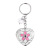 Factory Supply Stainless Steel Pink Small Flower Heart Keychain Backpack Automobile Hanging Ornament Pendant Hanging Ornament Wholesale