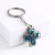 New Blue Color Cross Stainless Steel Key Ring Men's and Women's Personalized Inlaid Gradient Jade Keychain Accessories